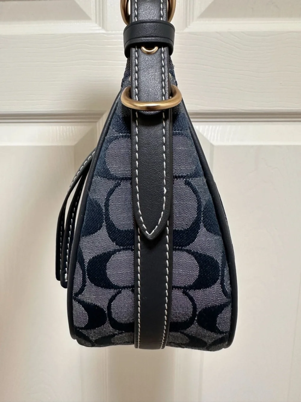 Coach Kleo Shoulder Bag Blue Signature Chambray Red‎ Lining